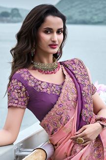 Picture of Impressive Pure Viscose Tissue Jacquard Designer Saree for Wedding, Engagement, Reception, Party, and Festivals