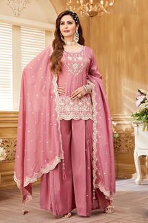 Picture of Surreal Pink Designer Palazzo Suit for Reception, Engagement, Party and Festivals