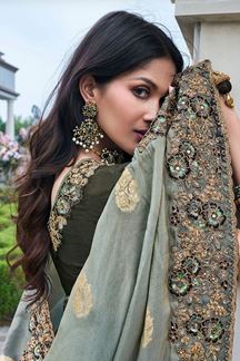 Picture of Glorious Pure Viscose Tissue Jacquard Designer Saree for Wedding, Engagement, Reception, Party, and Festivals