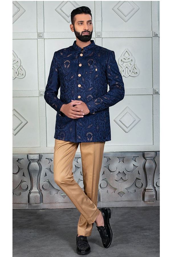 Picture of Enticing Blue Designer Jodhpuri Suit for Wedding, Party, Engagement, and Reception