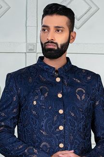 Picture of Enticing Blue Designer Jodhpuri Suit for Wedding, Party, Engagement, and Reception