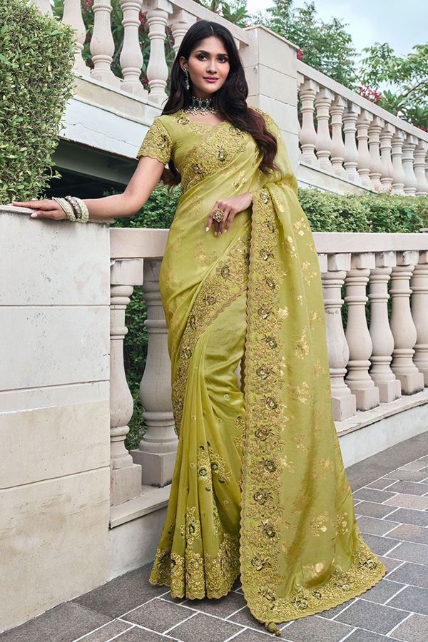 Picture of Gorgeous Blend of Pure Viscose Tissue Jacquard and Viscose Organza Designer Saree for Wedding, Engagement, Reception, Party, and Festivals