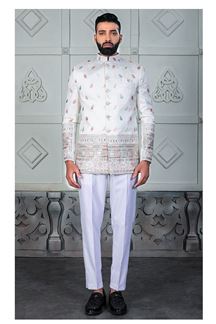 Picture of Exuberant Cream Designer Jodhpuri Suit for Wedding, Party, Engagement, and Reception