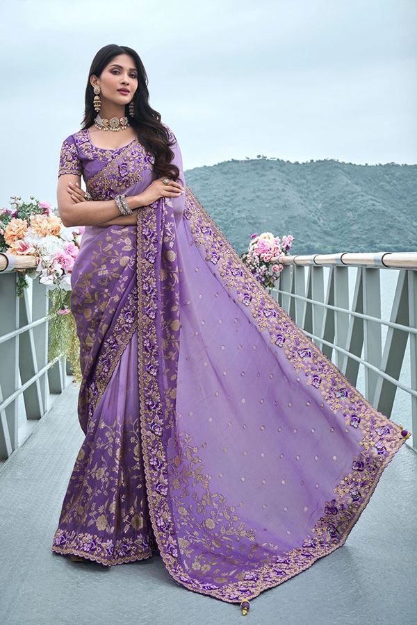 Picture of Flawless Pure Viscose Tissue Jacquard Designer Saree for Wedding, Engagement, Reception, Party, and Festivals