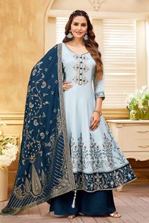 Picture of Royal Blue Designer Palazzo Suit for Reception, Engagement, Party and Festivals