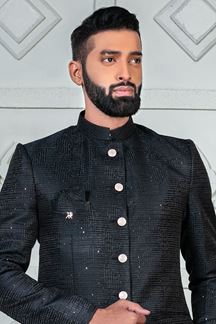 Picture of Charming Black Rama Designer Jodhpuri Suit for Engagement, Reception, and Party