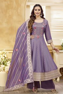 Picture of Fascinating Lavender Georgette Designer Anarkali Suit for Engagement, Reception, Party and Festivals