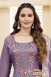 Picture of Fascinating Lavender Georgette Designer Anarkali Suit for Engagement, Reception, Party and Festivals