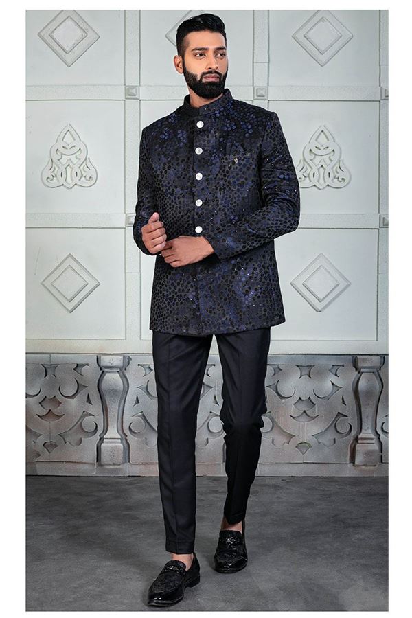 Picture of Classy Blue Designer Jodhpuri Suit for Wedding, Engagement, Reception, and Party