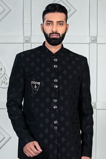 Picture of Artistic Black Designer Jodhpuri Suit for Engagement, Reception, and Party