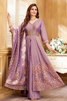 Picture of Stunning Purple Designer Palazzo Suit for Reception, Engagement, Party and Festivals