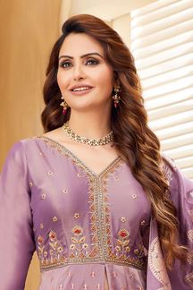 Picture of Stunning Purple Designer Palazzo Suit for Reception, Engagement, Party and Festivals