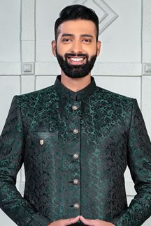 Picture of Impressive Green Designer Jodhpuri Suit for Wedding, Party, Engagement, and Reception