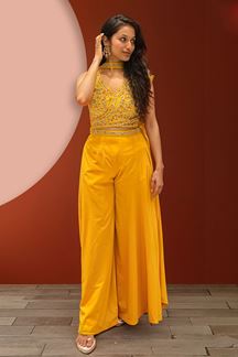 Picture of Spectacular Yellow Designer Palazzo Suit for Haldi, Party and Festivals