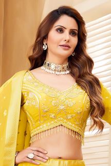 Picture of Divine Yellow Designer Lehenga Choli for Haldi, Party, and Festivals