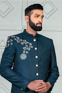 Picture of Appealing Peacock Designer Jodhpuri Suit for Wedding, Party, Engagement, and Reception