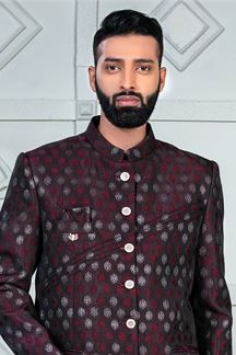 Picture of Majestic Wine Designer Jodhpuri Suit for Wedding, Party, Engagement, and Reception