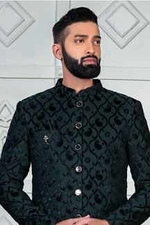 Picture of Amazing Bottle Green Designer Jodhpuri Suit for Wedding, Engagement, Reception and Party