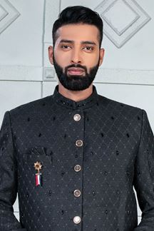 Picture of Charismatic Grey Designer Jodhpuri Suit for Party