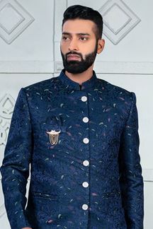 Picture of Stylish Blue Designer Jodhpuri Suit for Engagement, Reception and Party