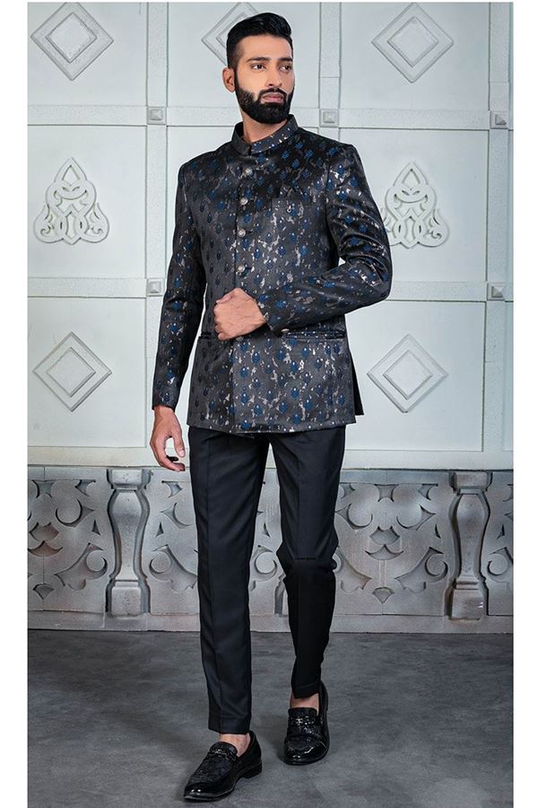 Picture of Dashing Black Designer Jodhpuri Suit for Engagement, Reception and Party