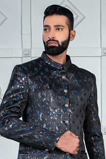 Picture of Dashing Black Designer Jodhpuri Suit for Engagement, Reception and Party