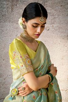 Picture of Ethnic Kora Banarasi Silk Designer Saree for Wedding, Engagement, and Reception