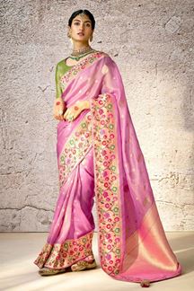 Picture of Captivating Kora Banarasi Silk Designer Saree for Wedding, Engagement, and Reception