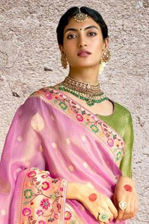 Picture of Captivating Kora Banarasi Silk Designer Saree for Wedding, Engagement, and Reception