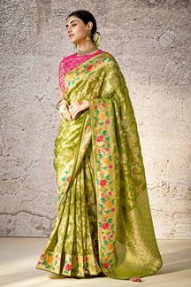 Picture of Charismatic Kora Banarasi Silk Designer Saree for Wedding, Engagement, and Reception