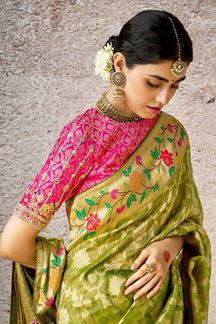 Picture of Charismatic Kora Banarasi Silk Designer Saree for Wedding, Engagement, and Reception