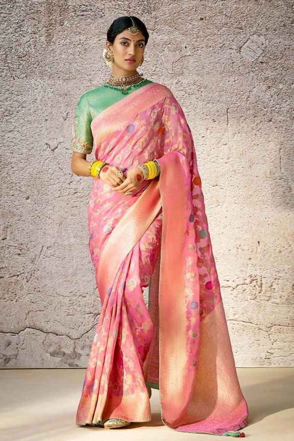 Picture of Smashing Kora Banarasi Silk Designer Saree for Wedding, Engagement, and Reception