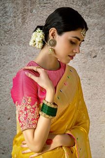 Picture of Spectacular Kora Banarasi Silk Designer Saree for Haldi, Wedding, and Reception