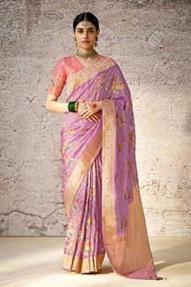 Picture of Outstanding Kora Banarasi Silk Designer Saree for Wedding, Engagement, and Reception