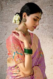 Picture of Outstanding Kora Banarasi Silk Designer Saree for Wedding, Engagement, and Reception