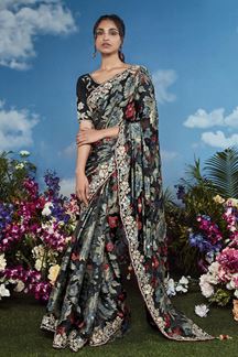 Picture of Fascinating Pure Brasso Silk Designer Saree for Party