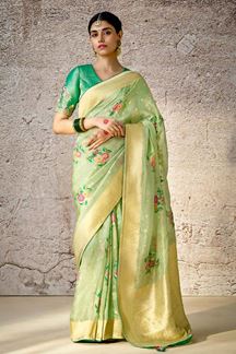 Picture of Fascinating Kora Banarasi Silk Designer Saree for Wedding, Engagement, and Reception