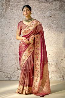 Picture of Creative Kora Banarasi Silk Designer Saree for Wedding, Engagement, and Reception