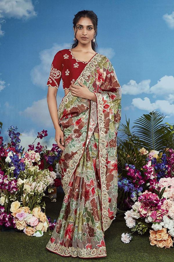 Picture of Amazing Pure Brasso Silk Designer Saree for Party and Reception