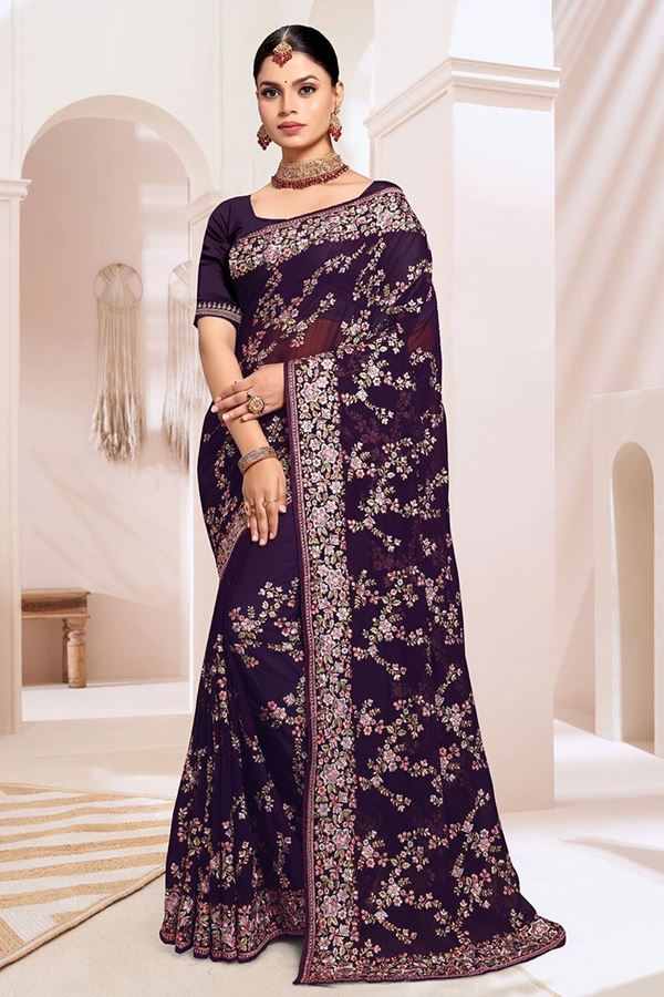 Picture of Trendy Georgette Designer Saree for Party