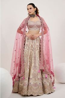 Picture of Charismatic Cream Designer Lehenga Choli for Wedding and Reception