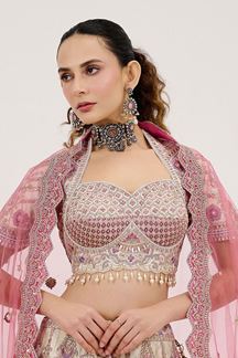 Picture of Charismatic Cream Designer Lehenga Choli for Wedding and Reception