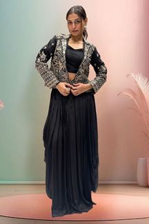 Picture of Dazzling Black Georgette Designer Patiala Suit for Party