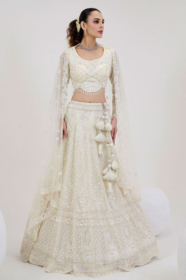 Picture of Artistic White Designer Lehenga Choli for Engagement and Reception