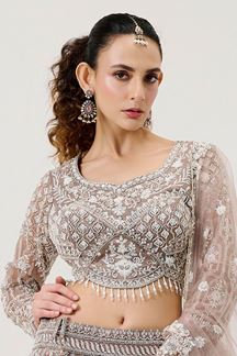 Picture of Magnificent Dark Grey Designer Lehenga Choli for Engagement, Wedding, and Reception