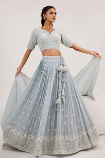 Picture of Glorious Sky Blue Designer Lehenga Choli for Engagement and Reception