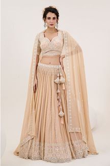 Picture of Flawless Cream Designer Lehenga Choli for Engagement, Wedding, and Reception