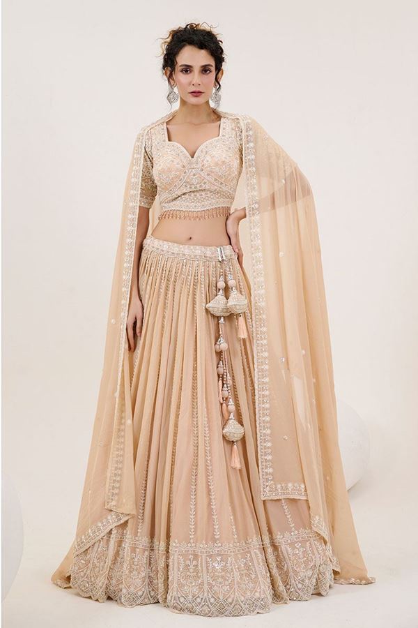 Picture of Flawless Cream Designer Lehenga Choli for Engagement, Wedding, and Reception