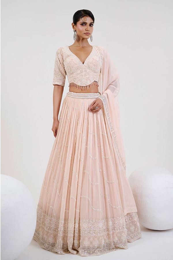 Picture of Appealing Peach Designer Lehenga Choli for Engagement, Wedding, and Reception