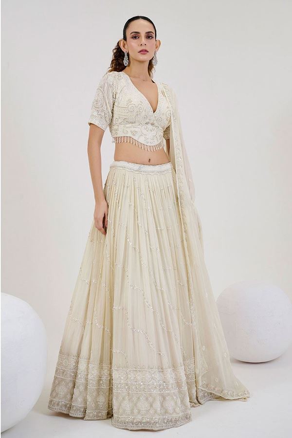 Picture of Trendy White Designer Lehenga Choli for Engagement and Reception